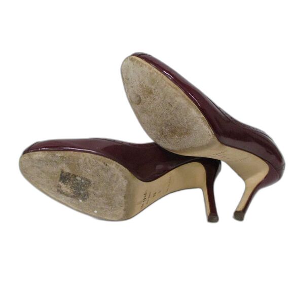 Kate Spade  Dark Red Patent Leather Peep-toe Perforated Heels - Size 9.5 - Picture 6 of 9